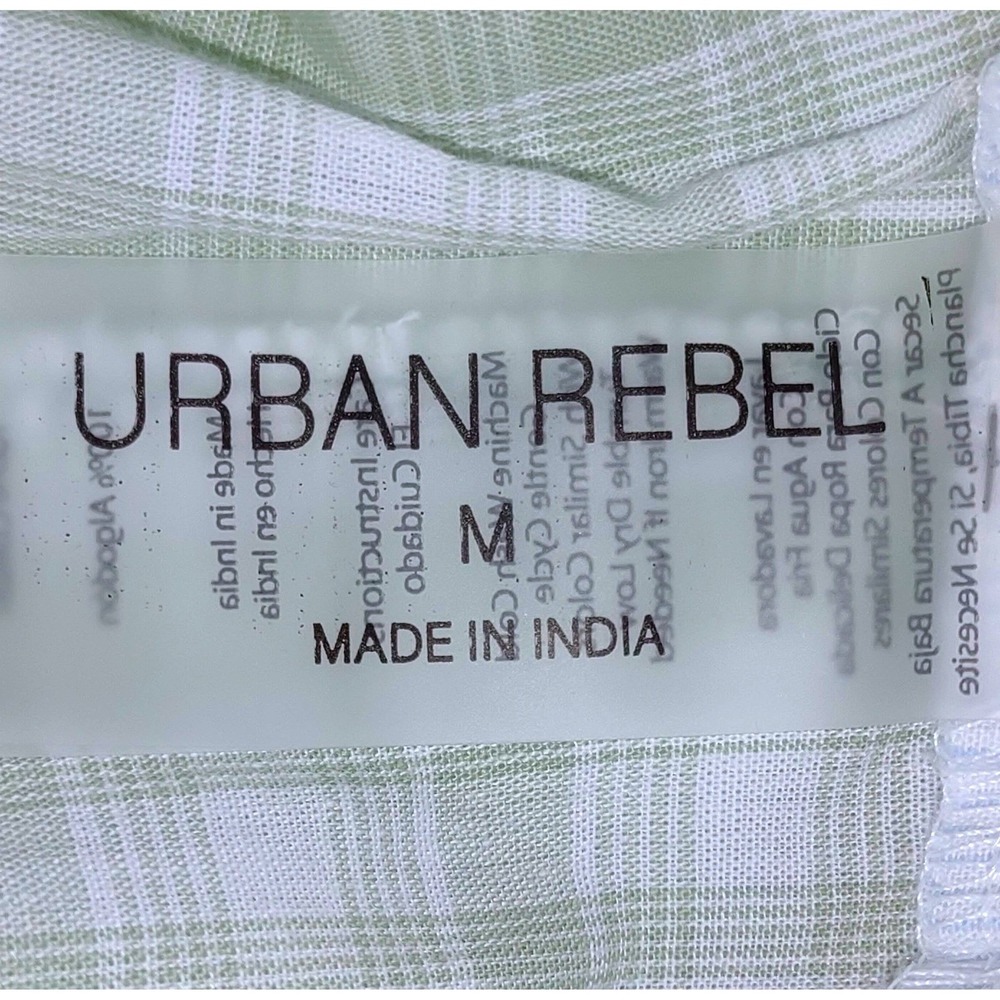 2 Cotton Sleep Shorts Women (M) Pajama Boxer Pockets Green Gingham & Blue Stripe - Picture 6 of 7